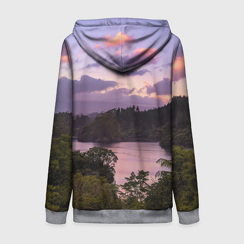 Женская толстовка на молнии Пейзаж вечерней реки и леса / 3D-Меланж – фото 2