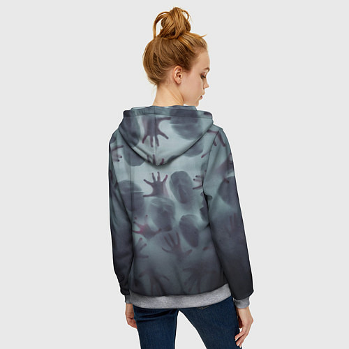Женская толстовка на молнии Scary faces trying to get out / 3D-Меланж – фото 4