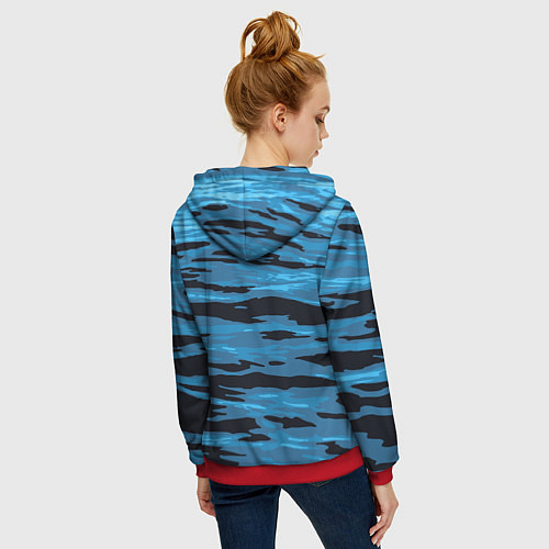 Женская толстовка на молнии Волны Камуфляж / 3D-Красный – фото 4
