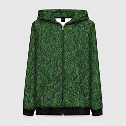Толстовка на молнии женская Зеленая камуфляжная трава, цвет: 3D-черный
