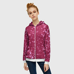 Толстовка на молнии женская Текстура Розовый взрыв, цвет: 3D-белый — фото 2