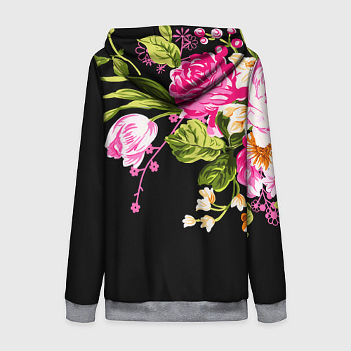 Женская толстовка на молнии Букет цветов / 3D-Меланж – фото 2