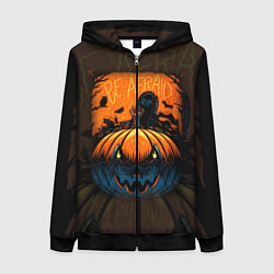 Толстовка на молнии женская Scary Halloween Хэллоуин, цвет: 3D-черный