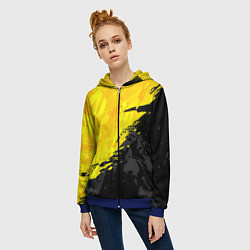 Толстовка на молнии женская Black and yellow, цвет: 3D-синий — фото 2
