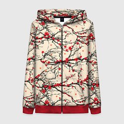 Толстовка на молнии женская Sakura flowers, цвет: 3D-красный