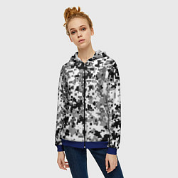 Толстовка на молнии женская Городской пиксель камуфляж, цвет: 3D-синий — фото 2