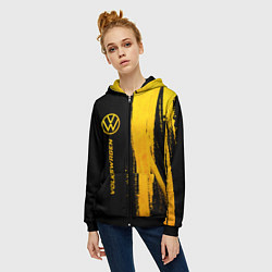 Толстовка на молнии женская Volkswagen - gold gradient: по-вертикали, цвет: 3D-черный — фото 2
