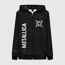 Толстовка на молнии женская Metallica glitch на темном фоне: надпись, символ, цвет: 3D-черный