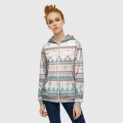 Толстовка на молнии женская Новогодний свитер, но без оленей, цвет: 3D-меланж — фото 2