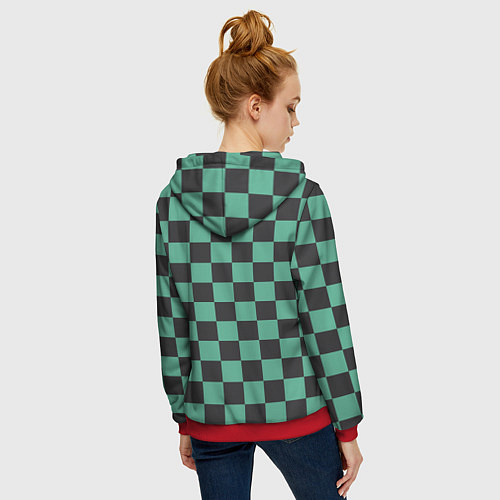 Женская толстовка на молнии Танджиро Камадо клинок рассекающий демонов кимоно / 3D-Красный – фото 4