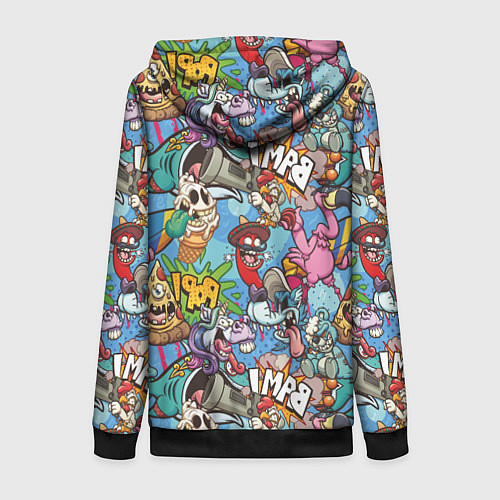 Женская толстовка на молнии Сумасшедший поп-арт / 3D-Черный – фото 2