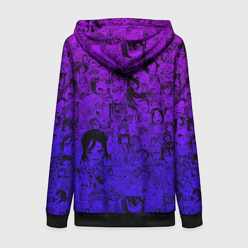 Женская толстовка на молнии Ахегао яркий градиент / 3D-Черный – фото 2