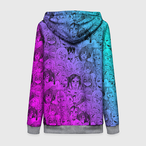 Женская толстовка на молнии Ахегао девушки градиент / 3D-Меланж – фото 2
