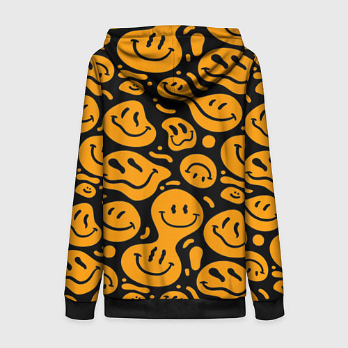 Женская толстовка на молнии Растекающийся оранжевый смайл / 3D-Черный – фото 2