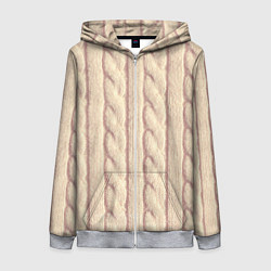 Толстовка на молнии женская Светлый вязаный свитер, цвет: 3D-меланж