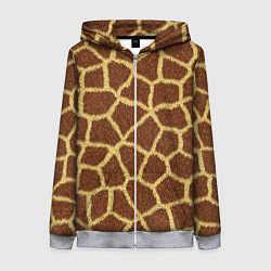 Толстовка на молнии женская Текстура жирафа, цвет: 3D-меланж