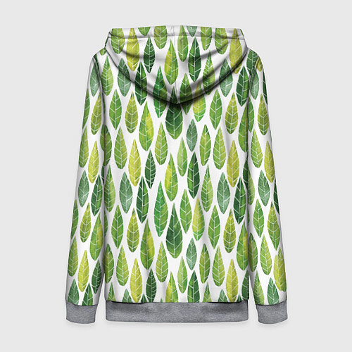 Женская толстовка на молнии Акварельные листья / 3D-Меланж – фото 2