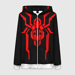 Женская толстовка на молнии Кибер паук с черепом