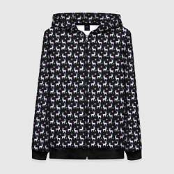 Толстовка на молнии женская Glitch свитер с оленями, цвет: 3D-черный