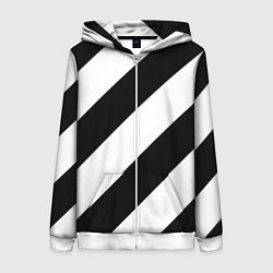 Толстовка на молнии женская Черно-белые полосы, цвет: 3D-белый