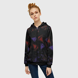 Толстовка на молнии женская Красные и синие треугольники, цвет: 3D-черный — фото 2