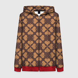 Женская толстовка на молнии Четырехлистный клевер коричневый