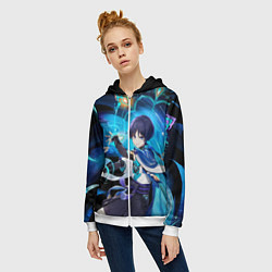 Толстовка на молнии женская Странник: Genshin impact, цвет: 3D-белый — фото 2