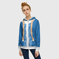 Толстовка на молнии женская Снегурка с косами, цвет: 3D-белый — фото 2