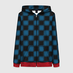 Женская толстовка на молнии Черно синий узор в клетку