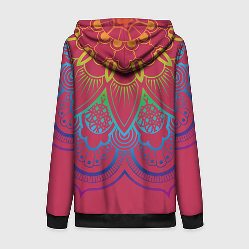 Женская толстовка на молнии Viva magenta mandala / 3D-Черный – фото 2