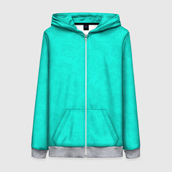 Толстовка на молнии женская Яркий бирюзовый текстурированный, цвет: 3D-меланж