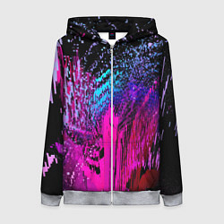 Женская толстовка на молнии Абстрактное множество розовых, фиолетовых и синих