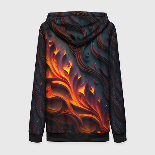Женская толстовка на молнии Огненный орнамент с языками пламени / 3D-Черный – фото 2