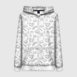 Женская толстовка на молнии Дудлы с темой любви и космоса