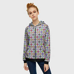 Толстовка на молнии женская Разноцветный геометрический рисунок, цвет: 3D-черный — фото 2