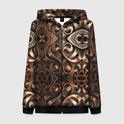 Толстовка на молнии женская Золотой узор - паттерн, цвет: 3D-черный
