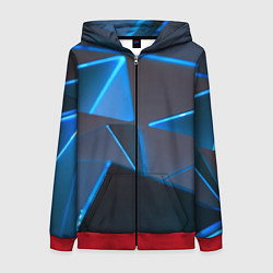 Толстовка на молнии женская Неоновые грани абстракции, цвет: 3D-красный