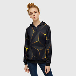 Толстовка на молнии женская Hexagon Line Smart, цвет: 3D-черный — фото 2
