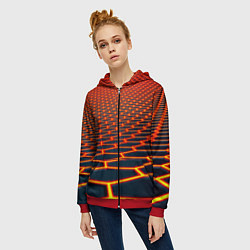 Толстовка на молнии женская Honeycomb yellow cyber, цвет: 3D-красный — фото 2