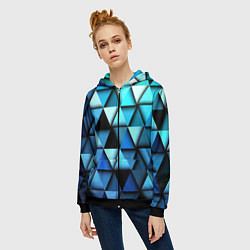 Толстовка на молнии женская Blue triangle, цвет: 3D-черный — фото 2