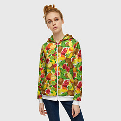 Толстовка на молнии женская Fruit abundance, цвет: 3D-белый — фото 2
