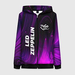 Толстовка на молнии женская Led Zeppelin violet plasma, цвет: 3D-черный