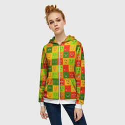 Толстовка на молнии женская Emotional little men, цвет: 3D-белый — фото 2