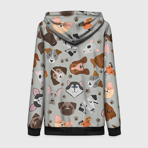 Женская толстовка на молнии Dog pattern color / 3D-Черный – фото 2