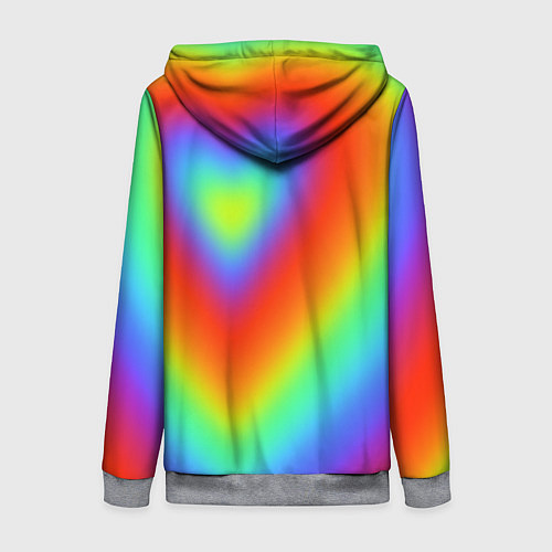 Женская толстовка на молнии Сердце - радужный градиент / 3D-Меланж – фото 2