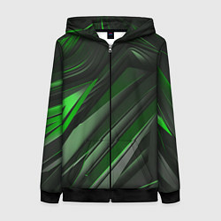 Женская толстовка на молнии Green black abstract