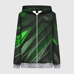 Женская толстовка на молнии Green black abstract