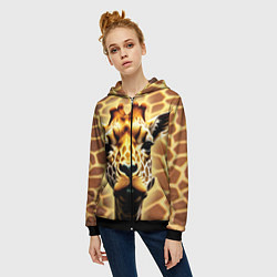 Толстовка на молнии женская Жирафа, цвет: 3D-черный — фото 2