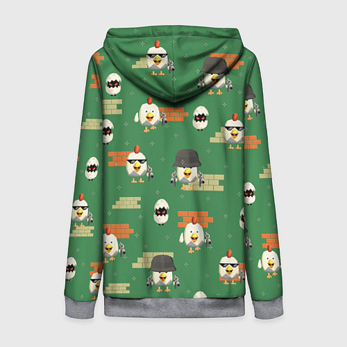 Женская толстовка на молнии Chicken gun battle / 3D-Меланж – фото 2