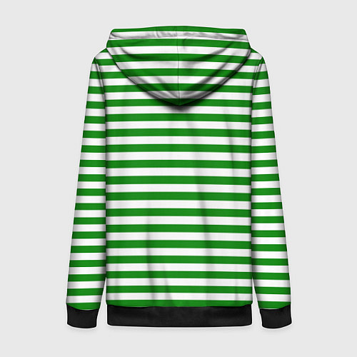 Женская толстовка на молнии Тельняшка зеленая Пограничных войск / 3D-Черный – фото 2